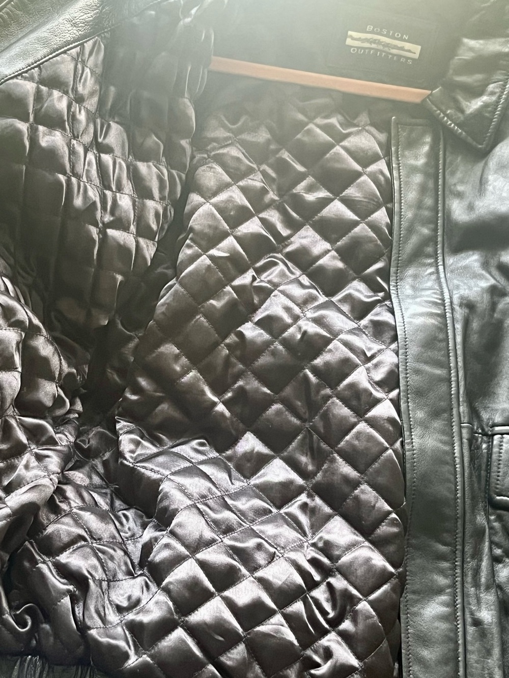 Boston Outfitters Black Leather Bomber Jacket XXL - Picture 10 of 14